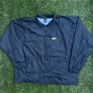 Obey Los Angeles Coach Jacket Baggy Skater Collared Snap Button Windbreaker XXL